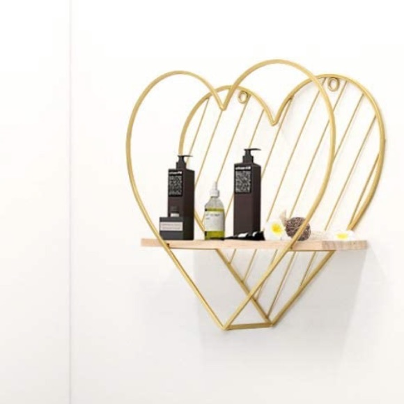 Gold Heart Metal rack wall Floating Shelve…